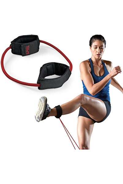SPRI Xercuff Leg Resistance Band with Non-Slip Padded Ankle Cuffs - Red, Medium