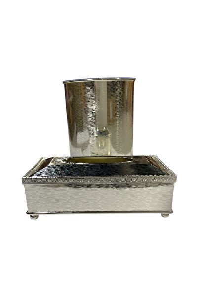 Generic Tissue box with basket, heavy silver color