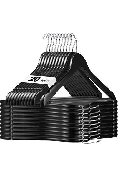 House Day Wooden Suit Hanger With Smooth Finish - 20 Pack Black