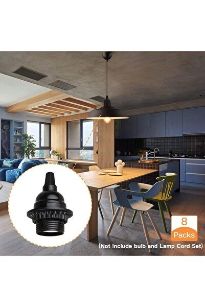 NALACAL مقبس إضاءة E26/E27 أسود بقاعدة لولبية متوسطة مع حلقة تظليل، حامل مصبا...