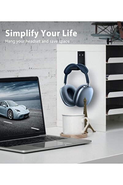 ELECDON حامل سماعة رأس من الألومنيوم قابل للطي - خطاف سماعة رأس يُثبّت على ال...