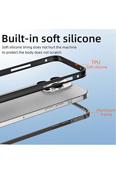 Generic iPhone 16 slim metal-frame shockproof case, MagSafe & wireless charging compatible (Black)