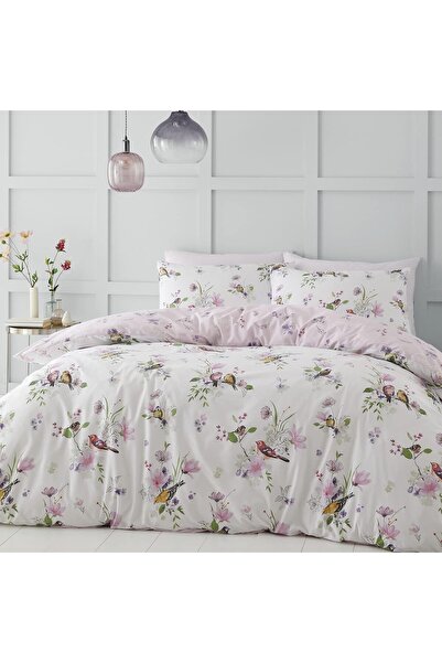 Catherine Lansfield طقم غطاء لحاف سونغ بيرد كينج مع أكياس وسائد وردي