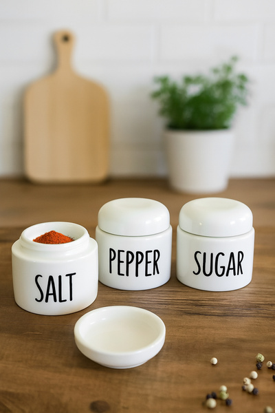 Porsima Francesco 3-Piece Porcelain Ergonomic Spice Rack Set Round Shaped White Set