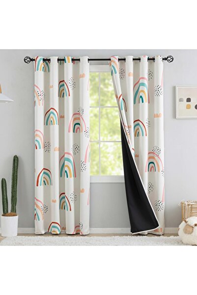 chiinvent Blackout Rainbow Curtains for Kids, 52 x 84 in, 2 Panels (90% Black...