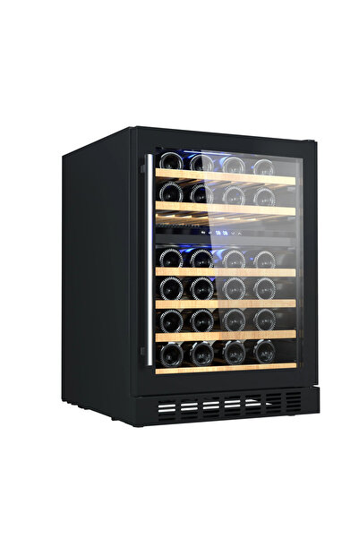 Berfmann 46 Şişe Kapasiteli Çift Bölmeli Tezgah Altı Şarap Saklama Dolabı Siy...