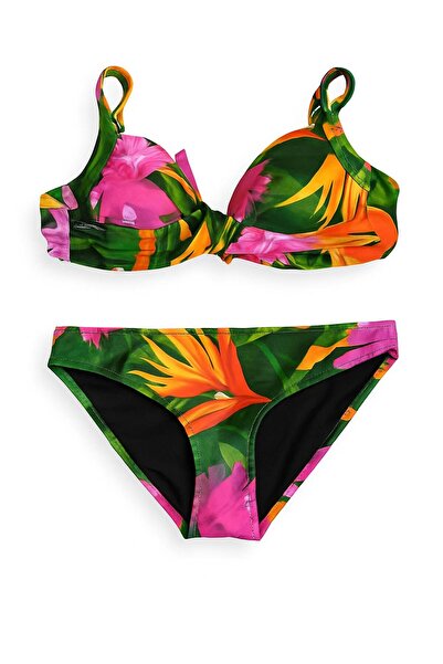 RAPAPA Γυναικείο σετ μπικίνι χωρίς επένδυση με τροπικό λουλουδάτο σχέδιο 1192