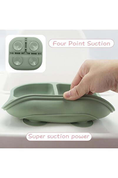 Generic You Hoom 4-Piece Suction Baby Silicone Divided Plates with Spoons, BPA-Free