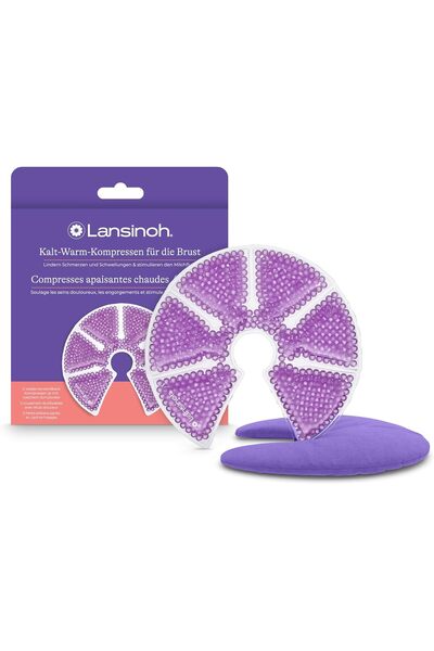 Lansinoh جهاز TheraPearl 3 في 1 لعلاج الثدي ساخن أو بارد، عبوة من قطعتين