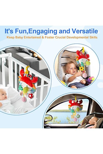 XICEN لعبة مقعد سيارة للأطفال من عمر 0 إلى 6 أشهر - لعبة عربة أطفال مع مشبك، ...