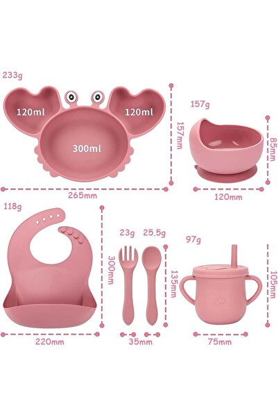 Generic Mikooz 12-Piece Silicone Baby Weaning & Feeding Set with Plate, Lid, Bib, Spoons and Forks