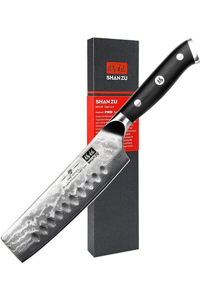 SHAN ZU سكين الطاهي، ناكيري دمشقي 8 بوصات، مصنوع من فولاذ ياباني عالي الكربون...