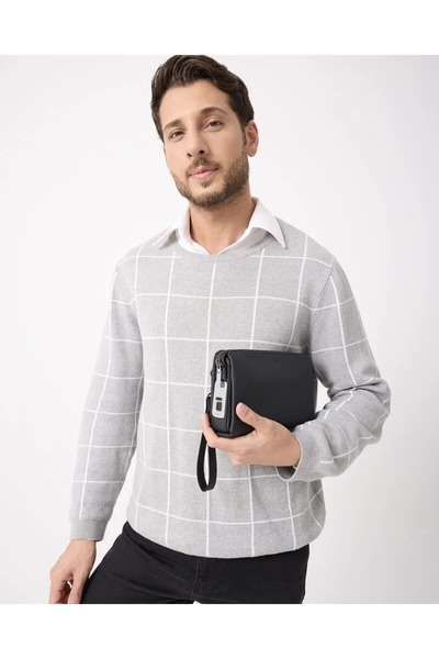 Fil Deri Fingerprint Men's Handbag – Genuine Leather - 2125