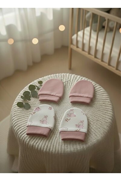 Messido 100% Cotton 2-Piece Glove Set - Pink / Rabbit