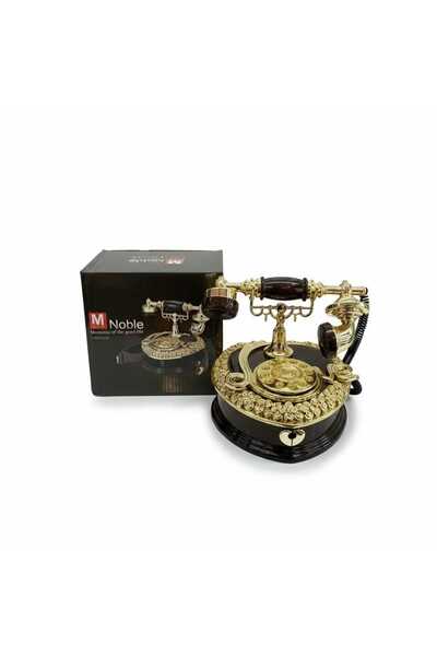 Krkluxury Nostaljik Siyah Çevirmeli Telefon Dekor Müzik Kutusu Ahizeli ve Çek...