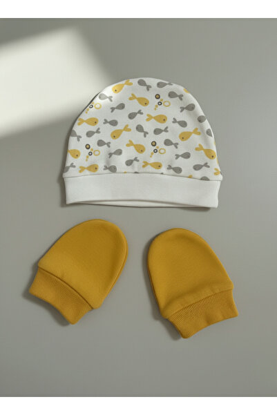 Messido قبعة قطنية 100% - طقم قفازات - أسماك