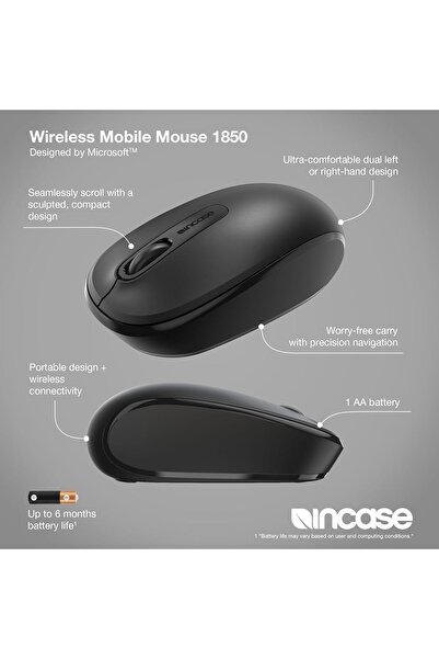 İncase Wireless Mobile Mouse 1850 - Designed by Microsoft - Black