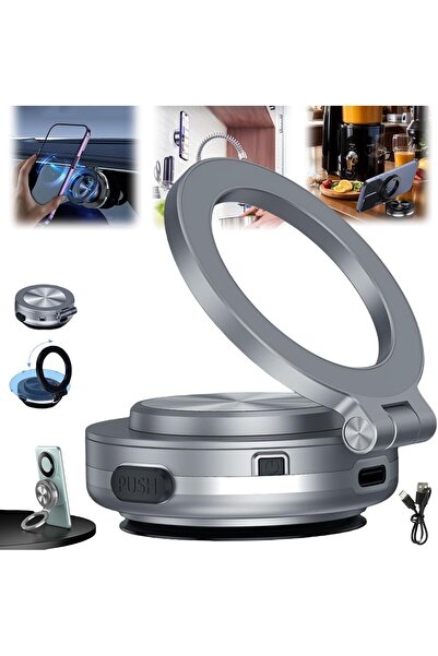 KASTWAVE حامل هاتف مغناطيسي كهربائي للسيارة، يدور 360 درجة (فضي)