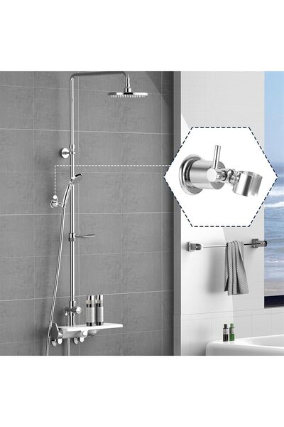 ALMEKAQUZ All Metal 180° Adjustable Handheld Shower Head Holder Wall Mount