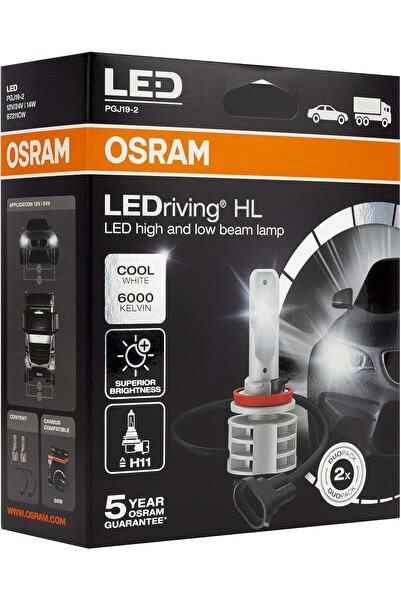 Osram مصابيح LED H11 للسيارات من LEDriving - أبيض بارد، 6000 كلفن