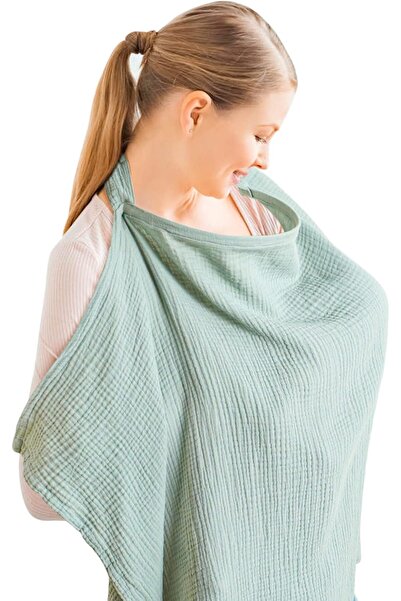 SWIUKPHE غطاء الرضاعة الطبيعية - قطن قابل للتهوية مع حلقة عنق متينة، ومظلة مق...