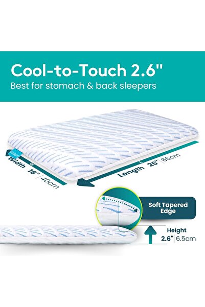 genernic BLISSBURY 2.6 Inch Cooling Ultra Thin Memory Foam Pillow (Cooling White)