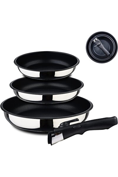 Bergner Click&Cook 4-Piece Pan Set (18/20/24 cm) with Removable Handle