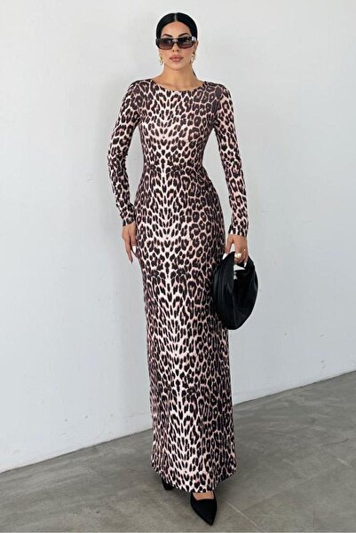 Lijuri Μακρυμάνικο φόρεμα με λεοπάρ στάμπα 88 R5-F-K3