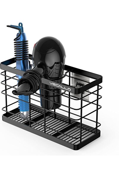 Generic حامل مجفف الشعر فيكالو - منظم أدوات الشعر المثبت على الحائط (أسود)