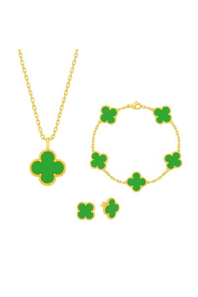 NOVVO Set Bijuterii Colier,Bratara si Cercei Van Luxy Green Gold