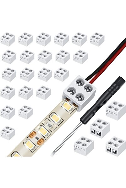 Generic 25-Pack Solderless LED Strip Connectors - 2-Pin Terminal Block for 5V...