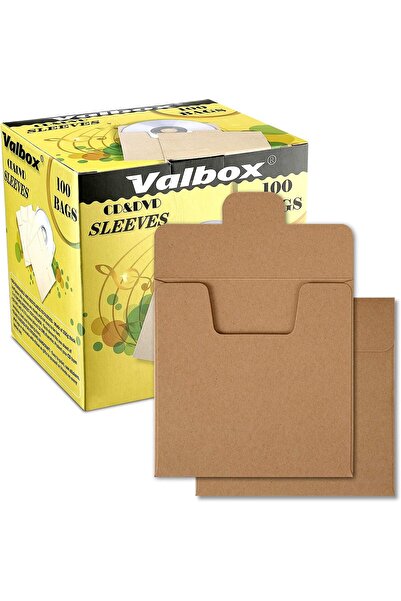 ValBox أغطية تخزين الأقراص المدمجة - عبوة من 100 غطاء من ورق الكرافت