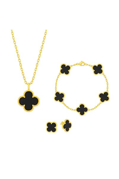 NOVVO Set Bijuterii Colier,Bratara si Cercei Van Luxy Black Gold