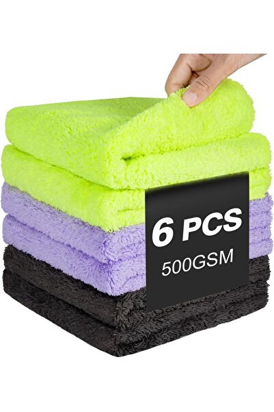 KASTWAVE Microfiber Cleaning Cloth for Car, 6 Pack 16x16 in