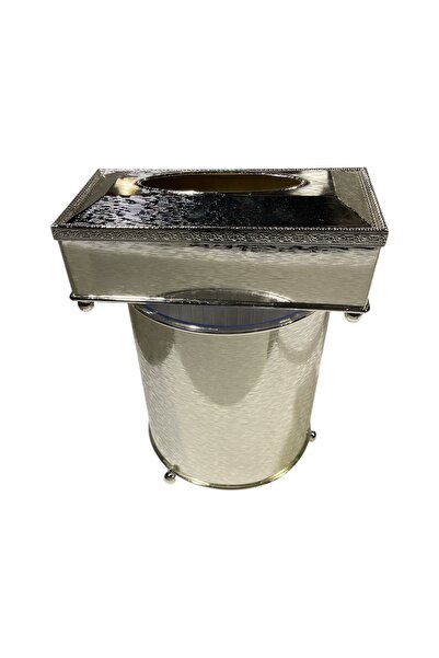 Generic Tissue box with basket, heavy silver color