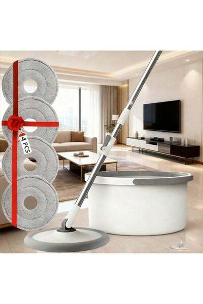 VOGMAX مجموعة ممسحة دوارة 360 درجة مع دلو بتصميم مسطح