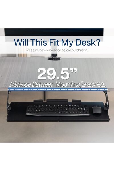 vivo صينية كبيرة أسفل المكتب لوضع لوحة المفاتيح والفأرة مقاس 27 × 11 بوصة مع إمكانية تعديل الارتفاع، 12 مجموعة