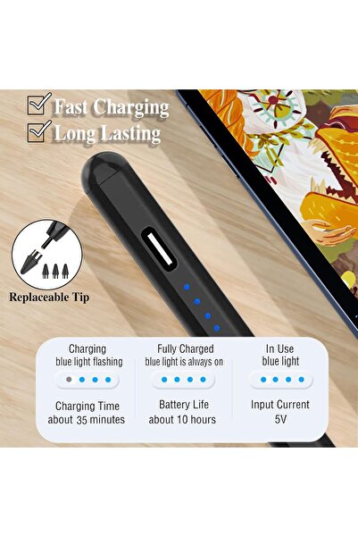 Luntak Active Stylus Pen - Rechargeable Magnetic Stylus for iPad/iPhone/Samsung (Black)