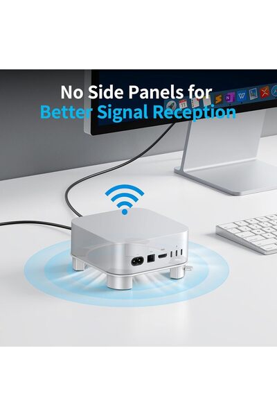 TERRIFI Dock Stand for Mac mini M4/M4 Pro, Aluminum Silver -