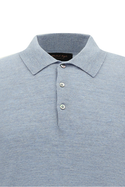 Abdullah Kiğılı Polo Neck Buttoned Embroidered Regular Fit Wool Knitwear Sweater