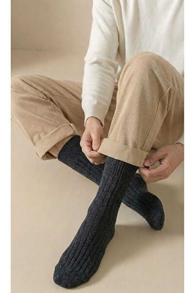 LAGRANZE Winter Comfort Premium Men's Corded Fabric Wool Socks