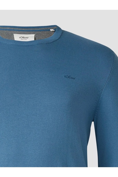 s.Oliver Big Sizes Men's sweater big sizes, with neckline at the base of the neck, Blue