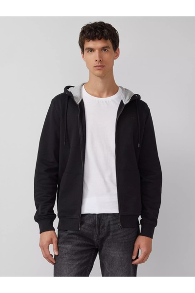 s.Oliver Men's sweatshirt with hood, Regular fit, Black
