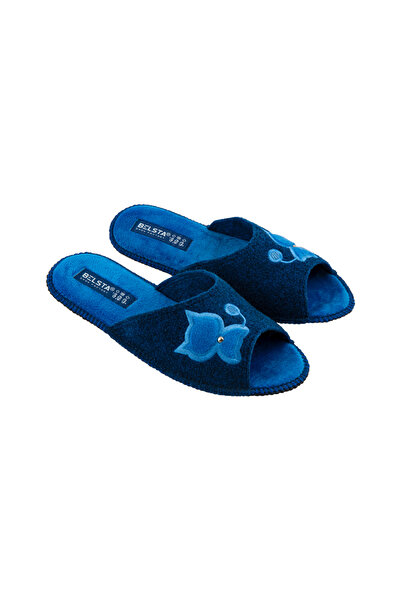 Belsta Natural felt slippers, cat pattern, navy blue color, size 37