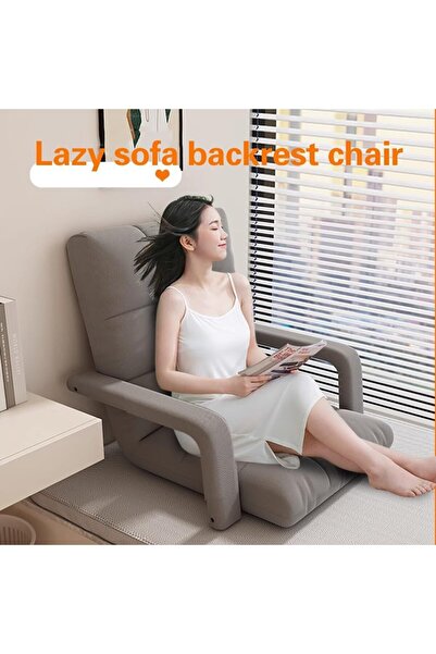 Enjoylifeme 2 in 1 Sofa Bed Folding Lounger, Adjustable 6-Position Folding Floor Chair with Arms Grey