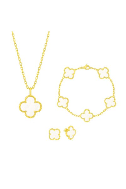 NOVVO Van Luxy White Gold Necklace, Bracelet and Earrings Jewelry Set