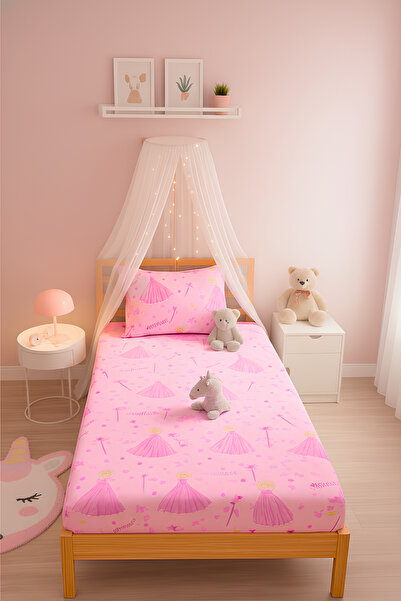 Formeya Princess Patterned Single Fitted Sheet Set with Pillowcase 100X200 cm (Sheet+Pillowcase)