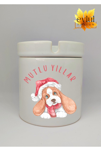 Eylül Design منفضة سجائر سيراميك بتصميم خاص لعام مطبوع على شكل كلب لطيف بمناس...