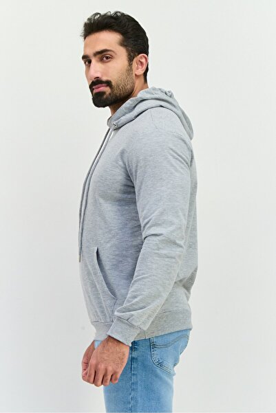 Trendyol Collection Men 2 Pieces Hooded Heather Long Sleeves Sweatshirt, Grey