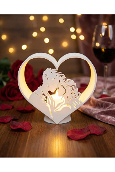 Grifon3D Sevgiliye Hediye Romantik Kalp Gece Lambası-Çift Figürlü 3D Tasarım ...